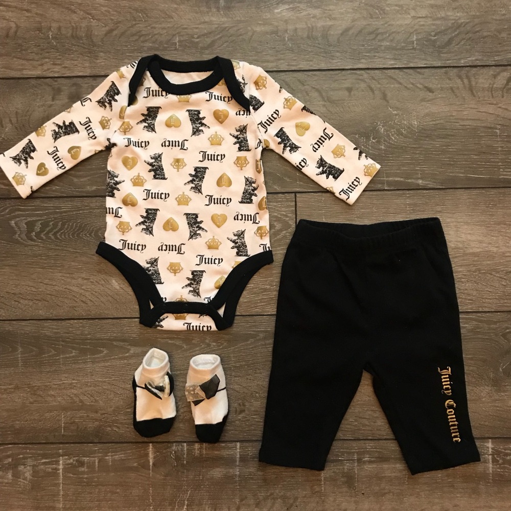 Juicy Couture Baby 0-3mo Black & Gold Outfit